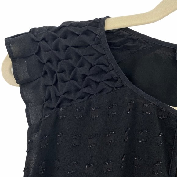 J. Crew Black Sleeveless Ruffle Cap Sleeve Top - Picture 3 of 11